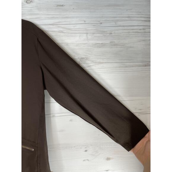 Chico's Zenergy Neema Court Side Jacket Womens Size 3 Chocolate Hooded Full Zip - Picture 3 of 11